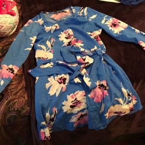 Cute bright blue and floral jumper